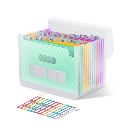 ThinkTex Trieur A4, 12 Compartiments Trieur Document, Rangement Papier Administratif, Range Document avec Intercalaire, Support