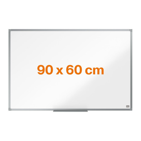Nobo Basic Tableau Blanc Magnétique, 900 x 600mm, Cadre Aluminium, Montage Mural par les Coins, Porte-Marqueur Inclus, Blanc, 19