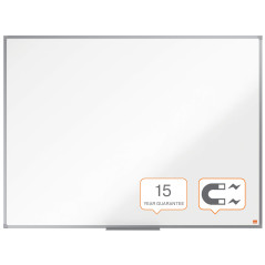 Nobo Basic Tableau Blanc Magnétique, 900 x 600mm, Cadre Aluminium, Montage Mural par les Coins, Porte-Marqueur Inclus, Blanc, 19
