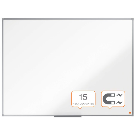 Nobo Basic Tableau Blanc Magnétique, 900 x 600mm, Cadre Aluminium, Montage Mural par les Coins, Porte-Marqueur Inclus, Blanc, 19
