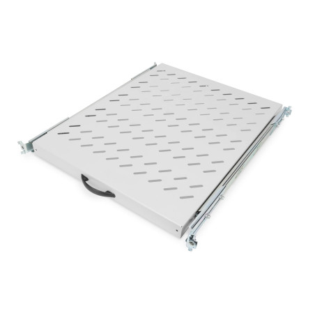 DIGITUS Étagère extensible - 19 pouces - 1UH - Fixation Avant & Arrière - Charge 25 kg - Pour armoires réseaux & serveurs - À pa