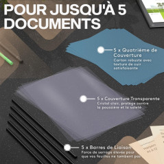 Reliure dossier A4-5 pièces, Capacité 1 à 60 feuilles - Kit reliure, Relieuse - ACROPAQ