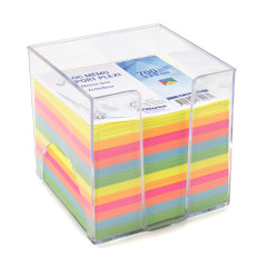 WAYTEX 931151 Bloc mémo de 700 notes multicolores 9 x 9 cm avec support plastique transparent