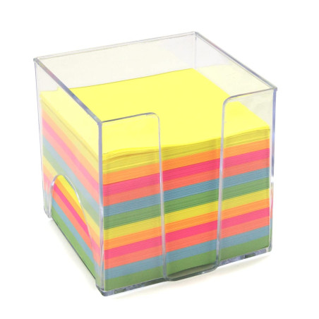 WAYTEX 931151 Bloc mémo de 700 notes multicolores 9 x 9 cm avec support plastique transparent
