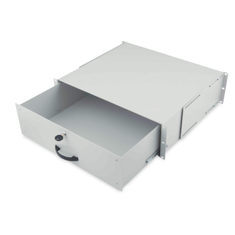DIGITUS Tiroir pour armoires réseau et Serveur - 19 Pouces - 3U - Fixation Avant et arrière - Profondeur réglable - Porte-Docume DIGITUS Tiroir pour armoires réseau et Serveur - 19 Pouces - 3U - Fixation Avant et arrière - Profondeur réglable - Porte-Docume
