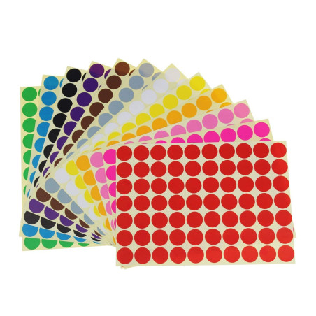 Autocollantes Rondes Étiquett,16mm Autocollants à Pois Colorés 16 Feuille Gommettes Autocollants pour Calendriers Manuel Bureau