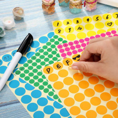 Autocollantes Rondes Étiquett,16mm Autocollants à Pois Colorés 16 Feuille Gommettes Autocollants pour Calendriers Manuel Bureau