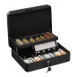 Relaxdays Caisse à monnaie, verrouillable, monnayeur & 4 compartiments à billets, fer, HLP 8,5 x 30,5 x 24,5 cm, noir Relaxdays Caisse à monnaie, verrouillable, monnayeur & 4 compartiments à billets, fer, HLP 8,5 x 30,5 x 24,5 cm, noir