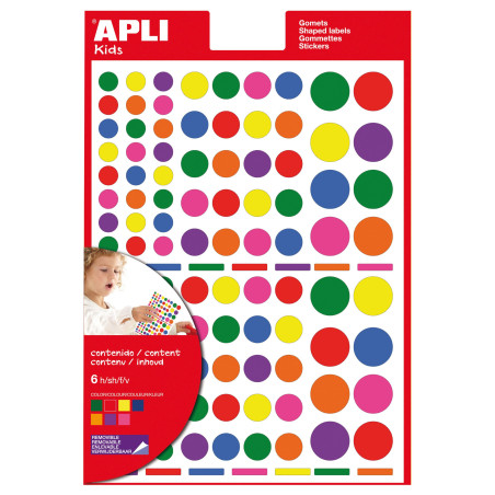 APLI Kids 13240-700 gommettes géométriques multicolores, triangles, ronds, carrés - Activité créative et éducative