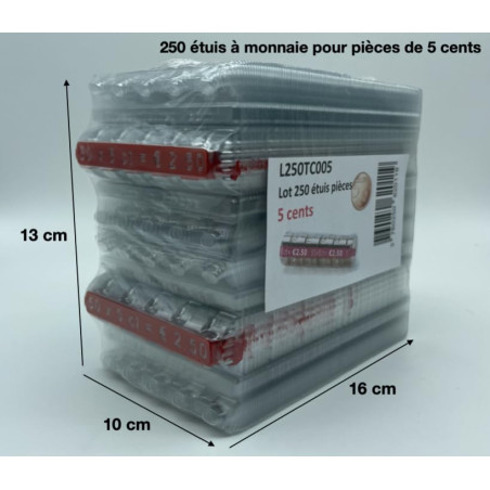 Monetique L250TC005 Paquet de 250 étuis monnaie 0,05 euro