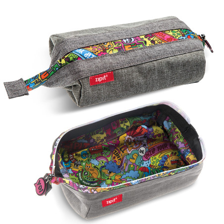 ZIPIT Lenny Trousse | Trousse à crayons grande capacité | Etui à Crayon pour l'école, le collège et le bureau (gris)