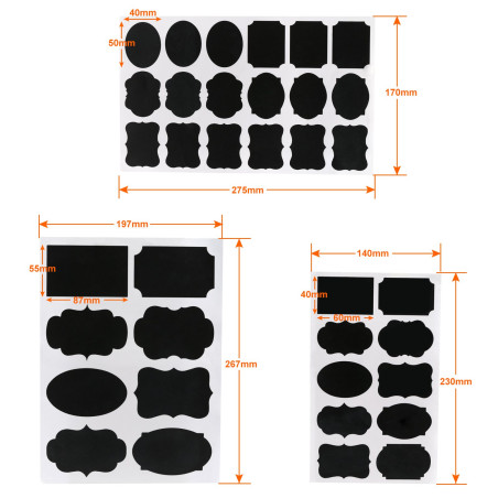 Kesote 128 Pcs Etiquettes Autocollantes Personnalisées Noir Etiquette Epices 2 Marqueurs de Craie Blanc 8 Styles Etiquettes Auto