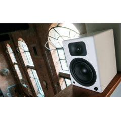 wavemaster TWO PRO white - Kit d'enceintes bibliothèque 2.0 Bluetooth (60 Watt, aptX) pour TV, PC, tablette, smartphone - BLANC 