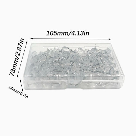 100 Pièces Punaises Transparentes, Punaises à Tête avec Boîte, Punaise Murale, pour Tableau d'Affichage, Repère, Décorer