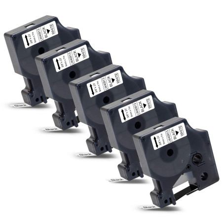 5x Labelwell 9mm x 7m Compatible Ruban Remplacement pour Dynmo D1 40913 S0720680 Noir sur Blanc pour Dynmo LM LabelManager 160 2