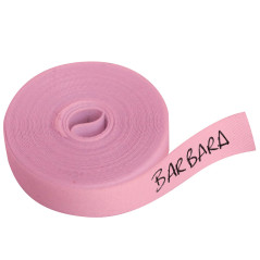 Ruban Étiquette Thermoadhésive 3m x 1cm, Écriture au Stylo Bille, Pour Vêtements Enfants, Linge École, Coton et Polyester, Rose
