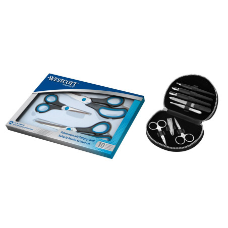 Westcott Jeu de N 90027 Easy Grip Ciseaux Ensemble avec jeu de ciseaux + coffret manucure noir