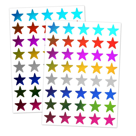 1000 Pièces, Gommettes Étoiles Autocollants Brillantes - 15mm, 8 Couleurs