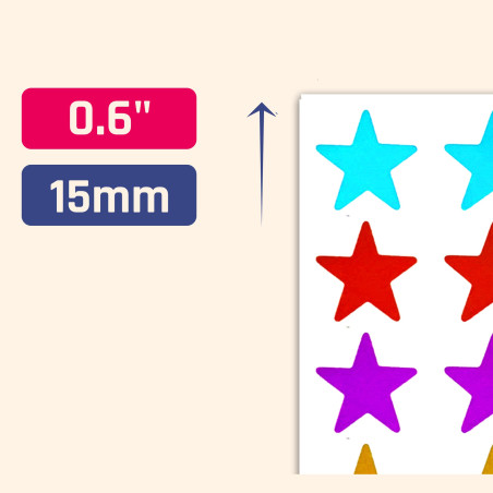 1000 Pièces, Gommettes Étoiles Autocollants Brillantes - 15mm, 8 Couleurs