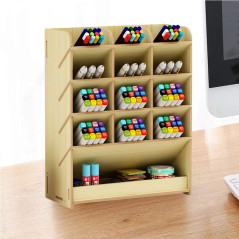 Hggzeg Boîte de rangement en bois multifonction pour stylos à la maison, au bureau et à l’école Érable blanc.