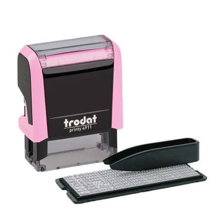 Trodat Printy 4911 Tampon encreur rose pastel – Tampon auto-encreur pour écrire du texte 3 lignes Noir 38 x 14 mm