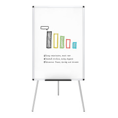 VIZ-PRO tableau blanc sur pied 90 x 60 cm, hauteur réglable, portable et léger, effaçable à sec, idéal pour bureau, école ou mai
