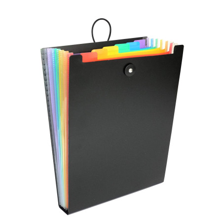 Viquel - Trieur accordéon 6 compartiments Rainbow Class - Trieur vertical pour sac à dos - Organisateur de sac - Format A4 - Noi