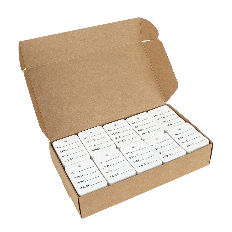 Lot de 1 000 étiquettes de prix perforées pour vêtements, étiquettes blanches pour marchandises, sans attaches (3,5 x 5 cm) Lot de 1 000 étiquettes de prix perforées pour vêtements, étiquettes blanches pour marchandises, sans attaches (3,5 x 5 cm)