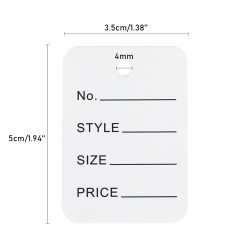 Lot de 1 000 étiquettes de prix perforées pour vêtements, étiquettes blanches pour marchandises, sans attaches (3,5 x 5 cm)