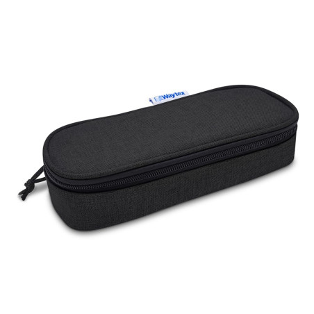 Waytex 931160 Trousse Ovale Grande contenance Semi Rigide zippée Scolaire, Bureau, Rangement, cosmétiques – 23 x 9 x 6 cm - Noir
