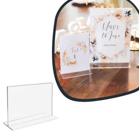 HMF Présentoir de Table Acrylique A5 Format Paysage, Porte Menu Restaurant, Double Face, Support Affiche Publicitaire pour Burea