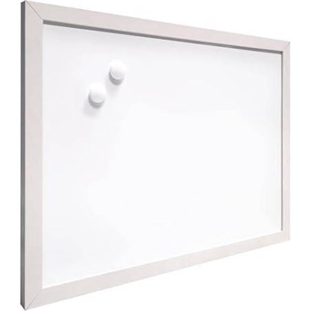 Raylu Paper - Tableau Blanc Magnétique Mural avec Cadre en Bois Blanc, Tableau Blanc Effaçable à Sec avec Deux Aimants pour Accr