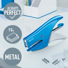 Leitz 5547 Pince agrafeuse 15 feuilles Bleu métallique