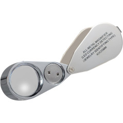 Delixike Loupe de bijoutier Pliable en métal 40 x avec LED (détection de Devise/Identification de Bijoux)