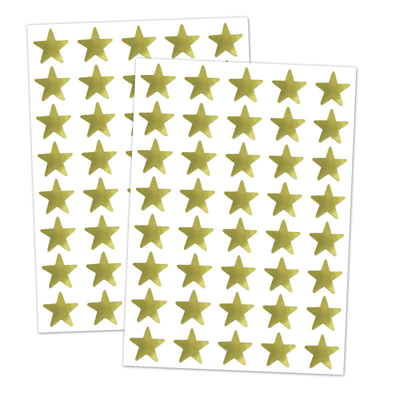 1000 Pièces, Étoile Gommettes Autocollants Dorées Brillants - 15 mm