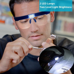 Lunette Loupe Grossissante LED Eclairante Rechargeable, Loupe de Tête de Lecture Travail pour Travaux Minutieux Electronique USB