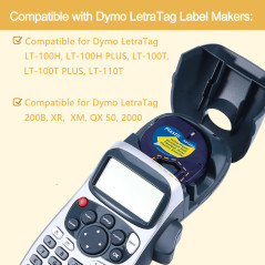 MarkField Ruban Compatible avec Dymo LetraTag Etiquette Plastique Recharges 91202 S0721620 Noir sur Jaune 12mm x 4 m, Compatible