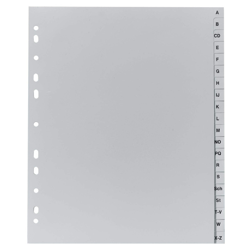 Exacompta - Réf 1920B - Intercalaires en polypropylène gris - 20 touches imprimées - alphabet allemand - adapté pour un classeme Exacompta - Réf 1920B - Intercalaires en polypropylène gris - 20 touches imprimées - alphabet allemand - adapté pour un classeme