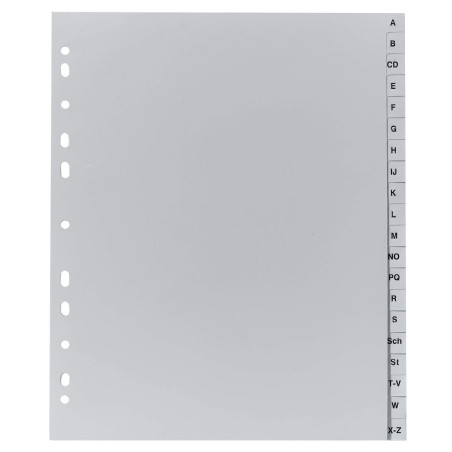 Exacompta - Réf 1920B - Intercalaires en polypropylène gris - 20 touches imprimées - alphabet allemand - adapté pour un classeme