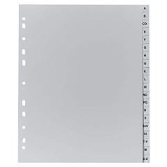 Exacompta - Réf 1920B - Intercalaires en polypropylène gris - 20 touches imprimées - alphabet allemand - adapté pour un classeme