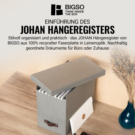 Bigso Box of Sweden 9441C6443 Porte Dossier Panneau de Fibre Gris 35 x 18,5 x 27 cm