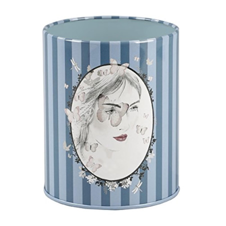 Viquel - Pot à crayon bleu rond en métal motif fille papillons et libellule 701732-01