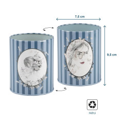 Viquel - Pot à crayon bleu rond en métal motif fille papillons et libellule 701732-01