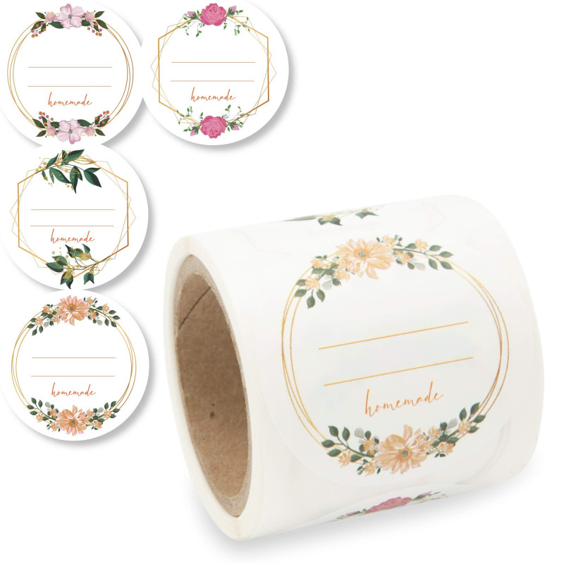 Étiquettes autocollantes 50 mm Motif fleur (100)