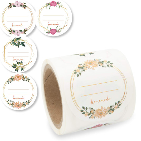 Étiquettes autocollantes 50 mm Motif fleur (100)