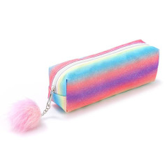 DUORUIMI Trousse à crayons arc-en-ciel avec paillettes - Grand sac de transport pour stylos - Organiseur de bureau de grande cap