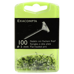 Exacompta - Réf. 14512E - Boîte de 100 épingles de signalisation à tête plate unie - Hauteur de la pointe 8 mm - Diamètre 5 mm -