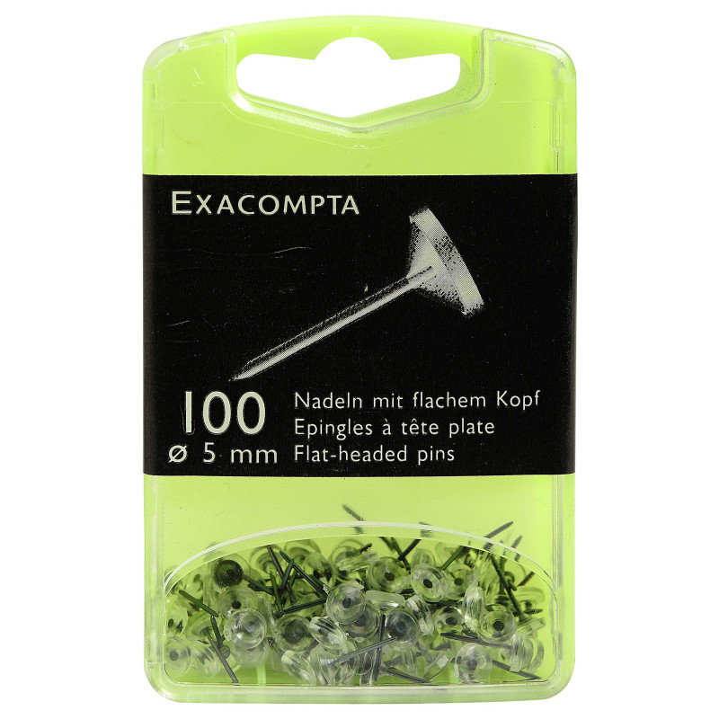 Exacompta - Réf. 14512E - Boîte de 100 épingles de signalisation à tête plate unie - Hauteur de la pointe 8 mm - Diamètre 5 mm - Exacompta - Réf. 14512E - Boîte de 100 épingles de signalisation à tête plate unie - Hauteur de la pointe 8 mm - Diamètre 5 mm -