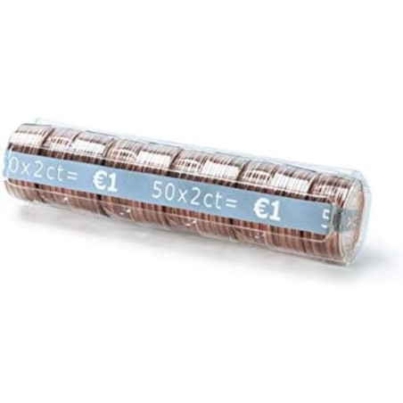 CECONCEPT Paquet d'étuis monnaie 100 étuis transparent 0,02€, 10600 cm³, Résiste aux chocs, Marquage longitudinal conforme au co