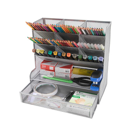 Vikmyer Organisateur de Bureau en Maille Boîte de Support de Stylo de Papeterie de Bureau Multifonctionnelle pour Support de Sto